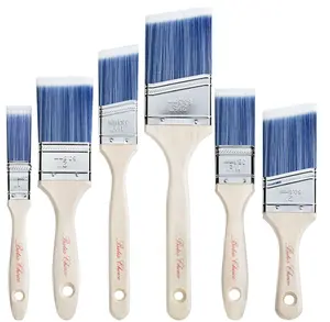 Bates- Paint Brushes, 6 Pack, Treated Wood Handle, Paint Brushes for Walls, Stain, Furniture