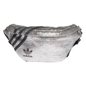 Adidas Originals Metallic Glitter Waist Bag with Classic Three Stripes, Unisex Polyester Chest and Waist Pack in Silver and Black