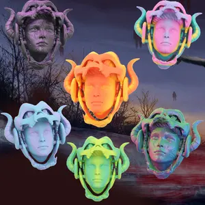 3D Printed Skull Mask Statue Figurine & Wall Hanging Decor, Perfect for Halloween & Christmas Decoration, Indoor Tabletop Display