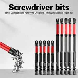 FPH2 Impact Screwdriver Bit Set 10Pcs, 65mm & 110mm Slotted & Cross Slot Bits, 1/4 Inch Hex Shank Magnetic CNC Machined Tips, Professional Impact Grade Driver Drill Bits for Electricians and Industrial Maintenance Work