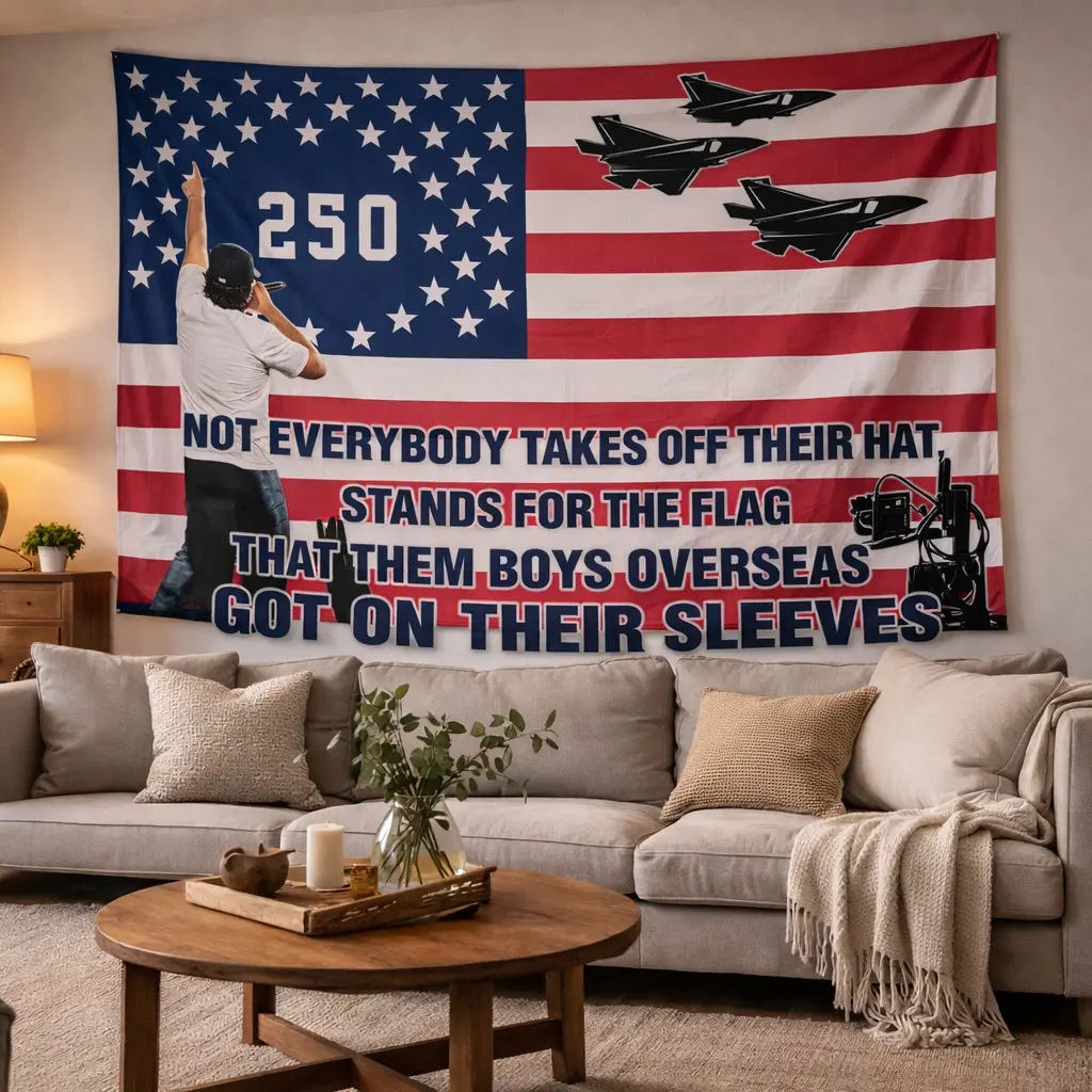 Double-Sided Country Music 250th Anniversary USA Flag - 30x40 Inches Multi-Size Single-Piece Home Decor Tapestry, Wipe-Clean Gift for Country Music Fans, One-Piece