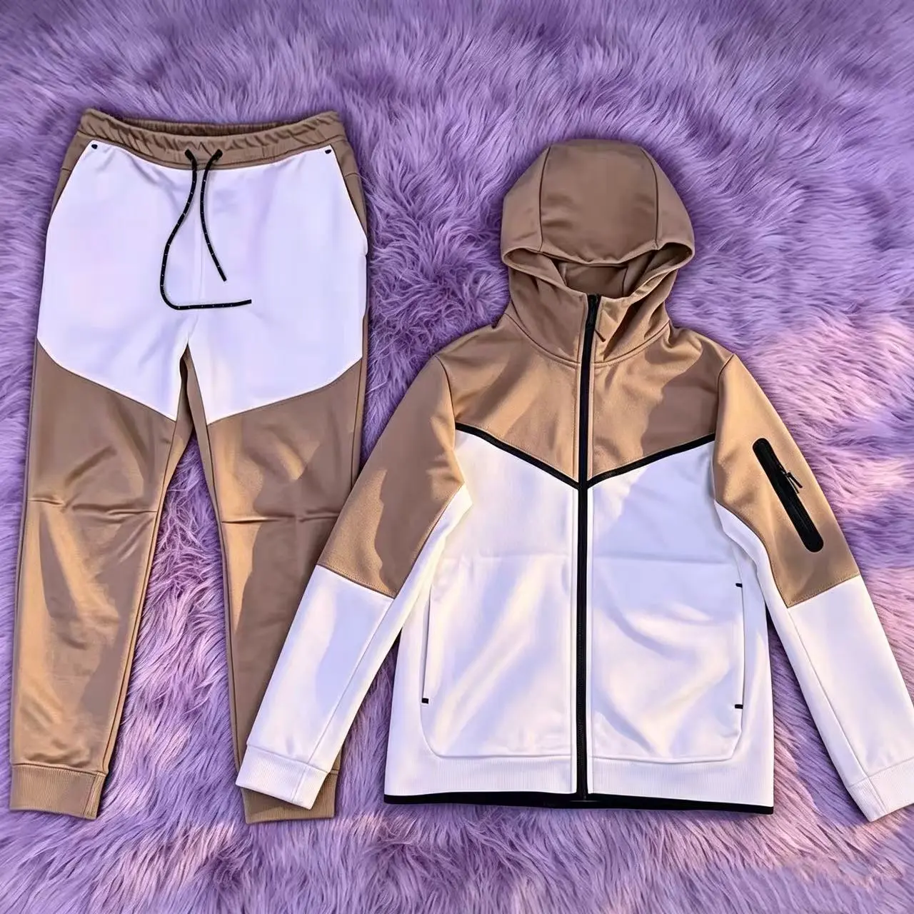 Versatile Windrunner Hooded Jacket for Couples-BreathableSports Training Running Slim-Fit Top,Men's Trendy CasualSpring AndAutumnSportswear(reflective stripe), Two-pieceHoodedSweat shirt Boutique SportswearSet,SportswearSet,Sweatpant Hooded Sweatshirt