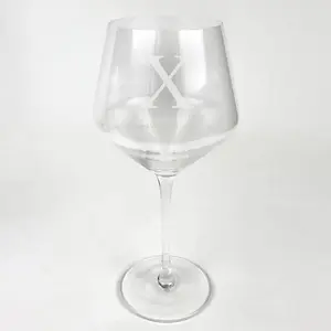 Personalized Red Wine Glass With Initial Pattern X