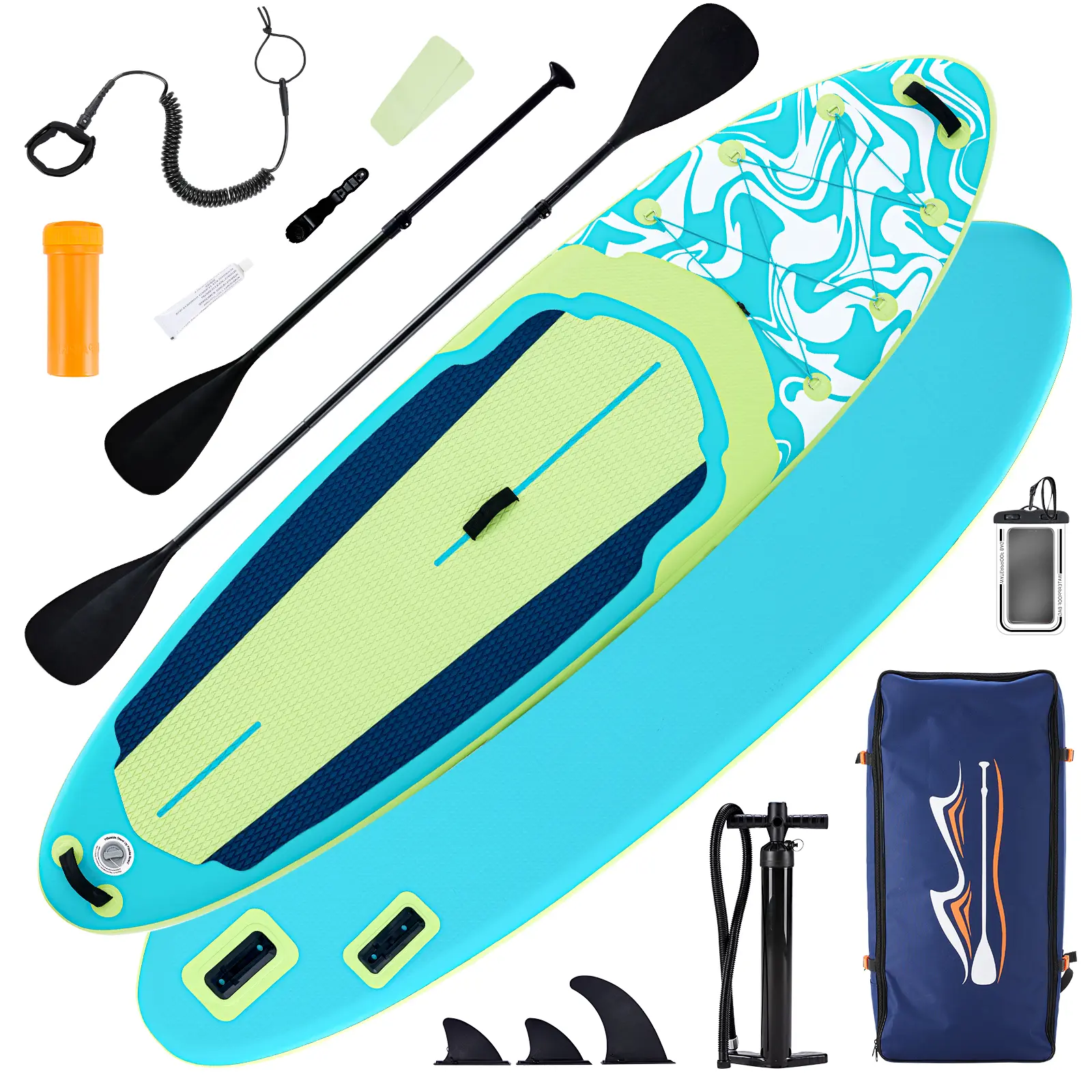 Inflatable Stand Up Paddle Board 10'5", Wide Non-Slip Deck with Premium Accessories, Paddle, Pump, Leash, Backpack, Stable SUP for Youth & Adults Training White
