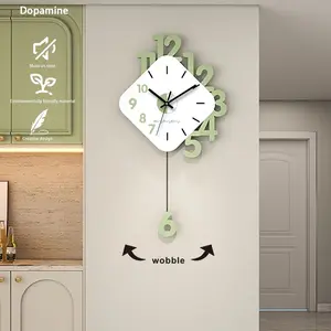 Modern Silent Wall Clock with Pendulum, Large Quartz Clock for Living Room Bedroom Office Home Decor, 22 Inch Non-Ticking Big Clock