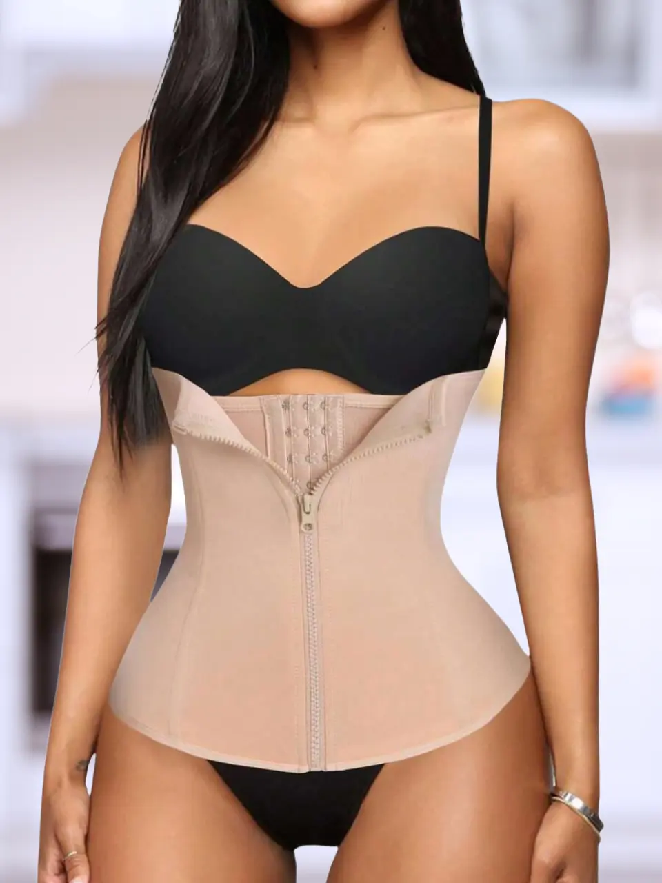Plus Size Waist Trainer Shapewear for Women – Zipper Corset Cincher with Tummy Control and Back Support Compression Fit