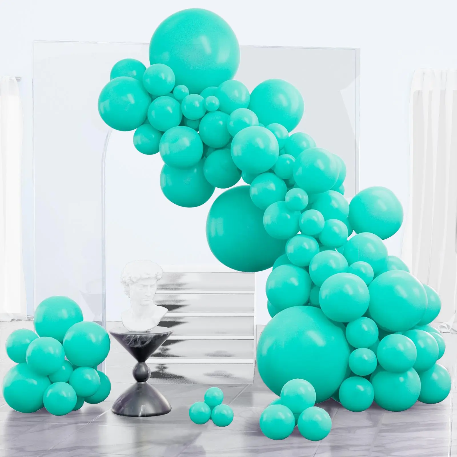PartyWoo Thick Round Rubber Teal Balloon Arch & Garland Kit, 123pcs Festive Balloons (18/12/10/5 in, Turquoise/Dark Teal) - Long-Lasting for Happy Birthday, Quinceanera Decor Blue-Y69