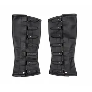 Charro Black Polainas Espanolas Para Montar Leather Half Chaps