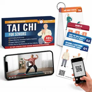 Senior Fitness Tai Chi Workout Cards - Chair & Standing Exercises, 4-Week Program, Video Tutorials, Loose Leaf Ring, Beginner-Friendly, Balance & Stability Focus (Sports & Fitness Lifestyle Resource)