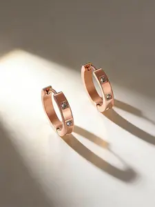 Elegant 18k Gold Plated Hoop Earrings, Modern Rectangular Design with Sparkling Crystal Decorations and Zircon Embellishments, Perfect for Office Fashion, High Quality Earrings