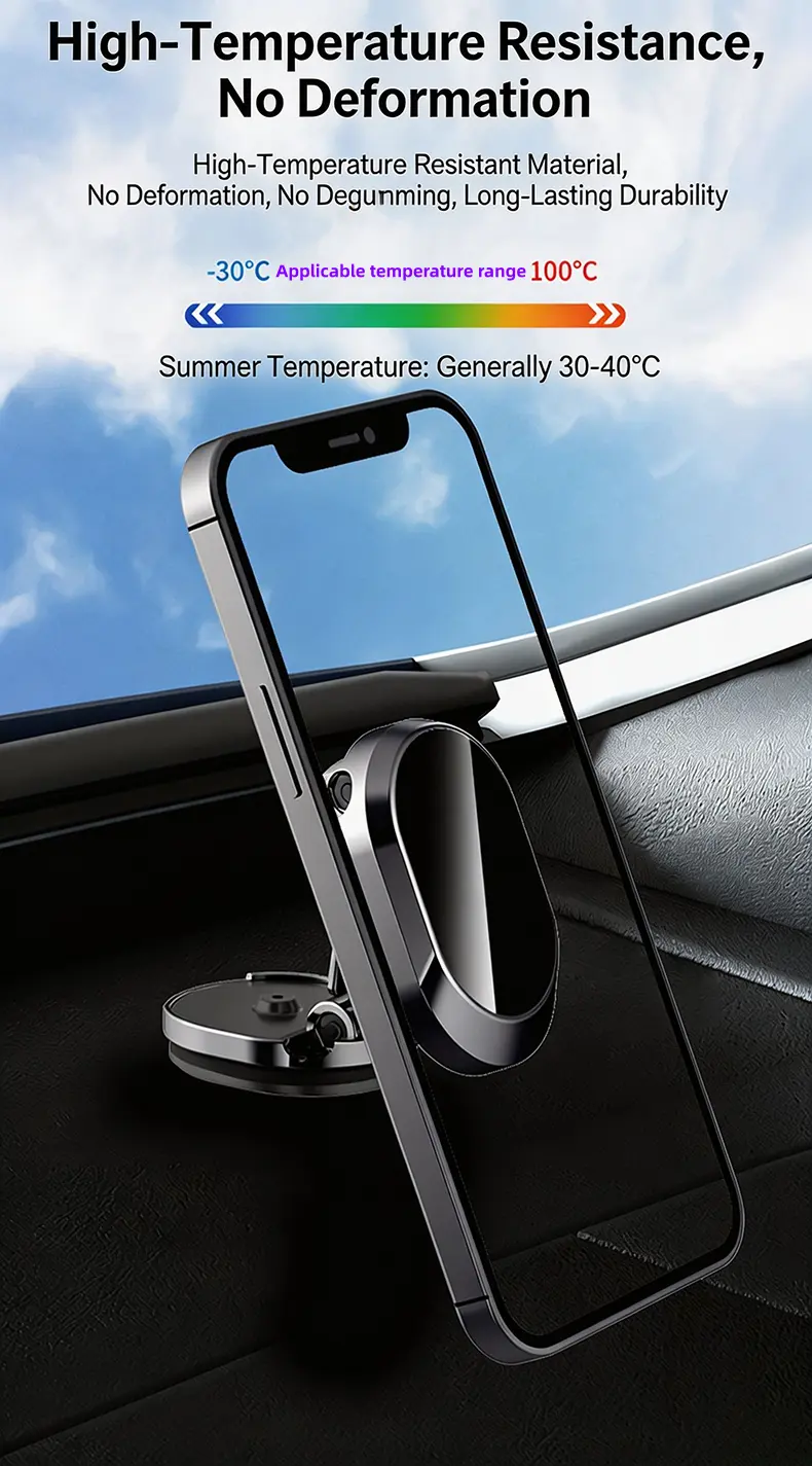 Foldable Metal Magnetic Car Cell Phone Holder - 360° Rotating Dashboard Mount, Adjustable Angle & Height, Strong Hold, Compact Universal Hands-Free Stand, Magnetic Mobile Mount, Car Interior Accessories, Vehicle Accessory