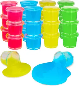 PLAYBEES Mini Glow in The Dark Slime 24 Pack Neon Blue Green Pink Yellow Colors Glowing Slime Kit for Kids Party Favors Goody Bag Fillers USA
