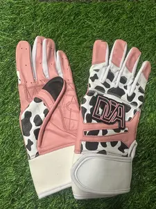 Pink Cow Print Short Cuff Batting Gloves