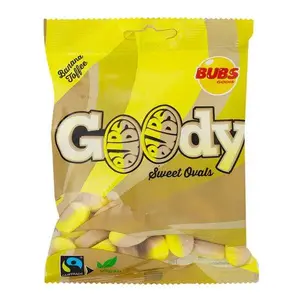 BUBS Swedish Candy, 90g Bag, Banana Toffee Oval, Soft Sweet Chewy Fruity Snack