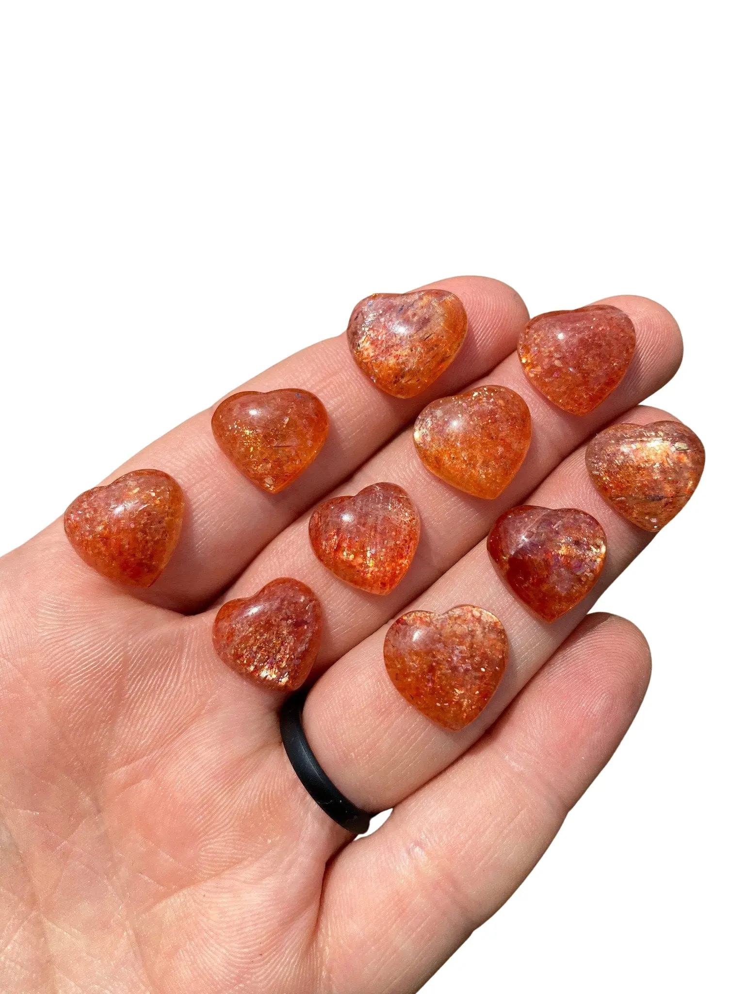 New Moon Beginnings Sunstone Heart - Polished Stone, Heart-Shaped Design, Natural Color, Elegant Finish