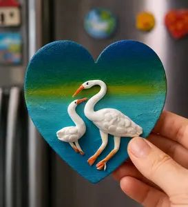Swan Love Heart Handmade Fridge Magnet