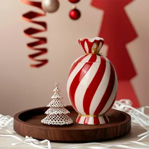 Christmas Ceramic Food Storage Jars with Lid, 24.7 OZ Hand printed Xmas Candy Jar Coffee Cookie Container for Snacks, Sugar Containers, Tea, Spice, Cereal, Nut - 700ml
