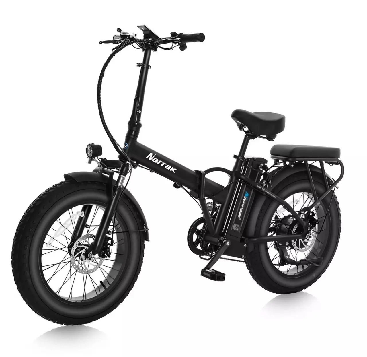 Narrak Fat Tire Folding Electric Bike - 20" x 4.0 Tires, 48V, 13Ah Battery, 1100W Peak Power