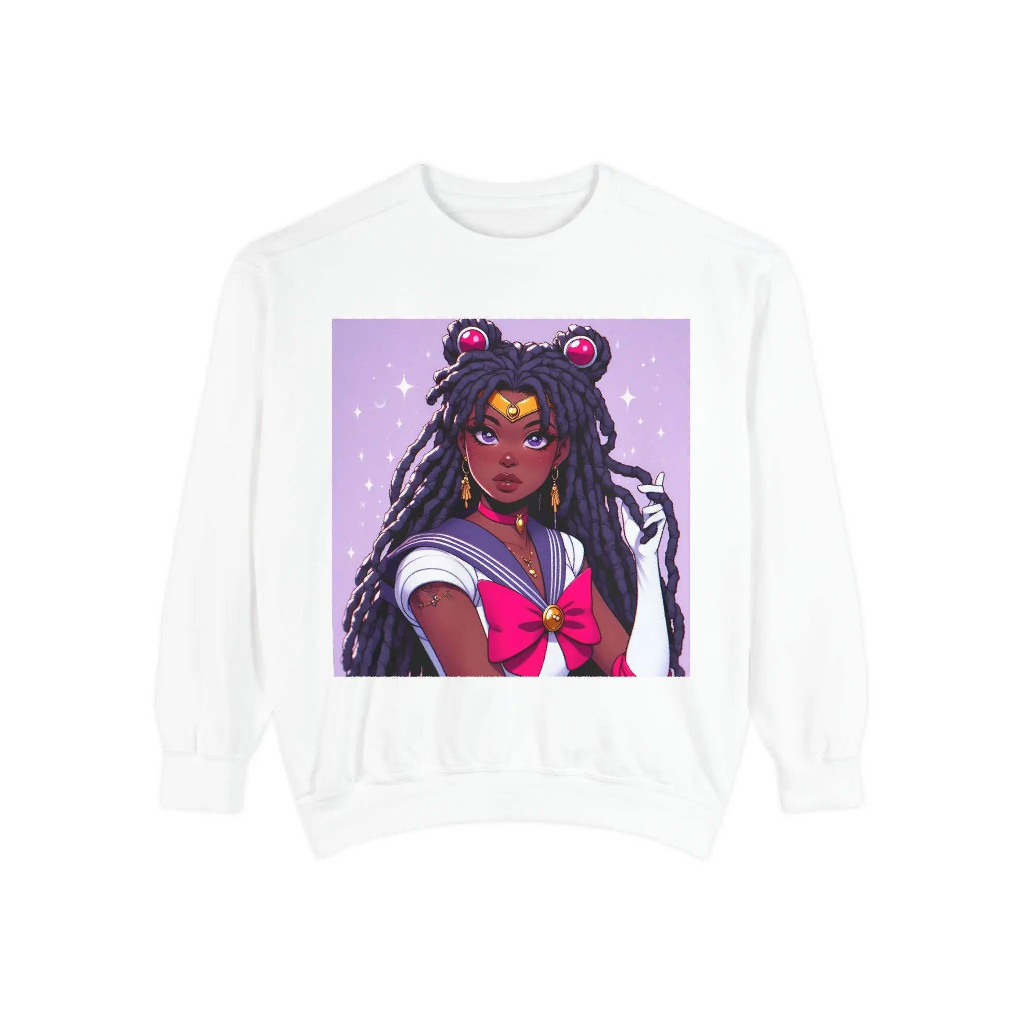 Black Sailor Moon Unisex Lightweight Crewneck Sweatshirt - Anime Inspired Top, Manga Lover Gift, Japanese Cartoons Apparel, Cosplay Costume,