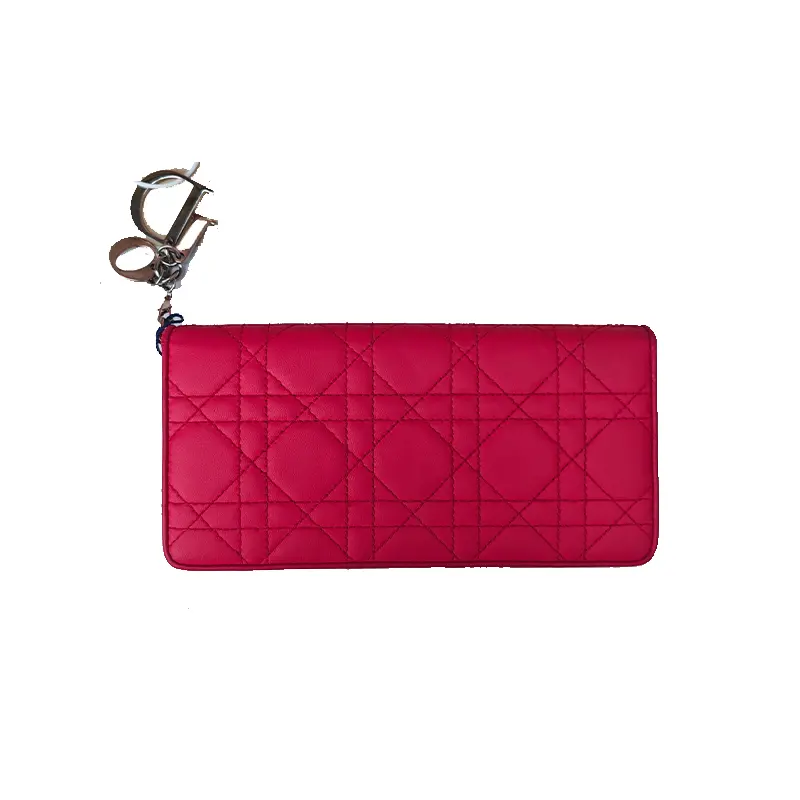 Pre-owned Dior Lady Fuchsia Cannage Wallet