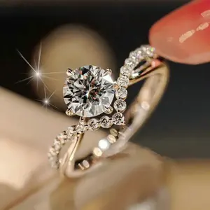 Round Cut CZ Halo Engagement Ring, Silver Plated Twisted Band Promise Ring for Women