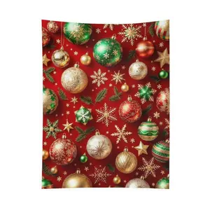 Custom-made Tapestry with Hooks Christmas Balls & Snowflakes Design for Living Room & Bedroom Decoration 100% Polyester 95G Material Trendy 3D Black Background Kids' Crew Socks Halloween Designs