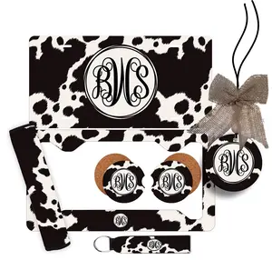 Black and white cow car accessories