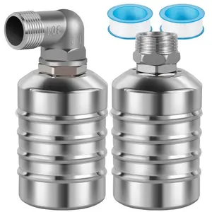 2 Counts Water Level Control Float Valve 304 Stainless Steel Fully Automatic Mini Floating Ball Valve Auto Shut Off Water Tank Safe Water Level Controller Valve Upper/Side Water Intake(Hose not included)