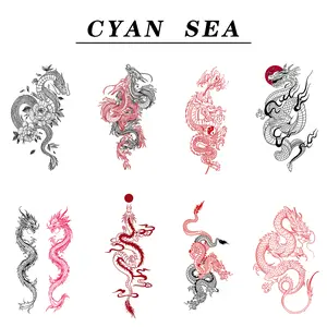 8 Sheets Cool Dragon Temporary Tattoos For MenWomen Adults, Black Realistic Dragon Tattoo Sticker Waterproof Tribal Totem FakeTattoos That Look Real and Long Lasting Set Kit