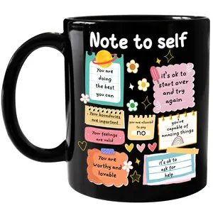 Note To Self Ceramic Mug, Cute Motivational Accent Mug For Dad, Positive Vibes Cup, Mental Health Awareness Cup, Be Yourself Mug, Gift For Her