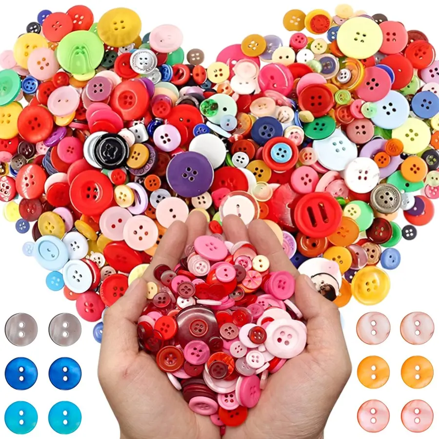 60/120/240pcs Color Round Plastic Casual Button 0.7-2.5cm Assorted Sizes Various Versatile Use for DIY Crafts Sewing & Knitting Projects Home Sewing Household Sewing Accessories Clothing Decoration Button