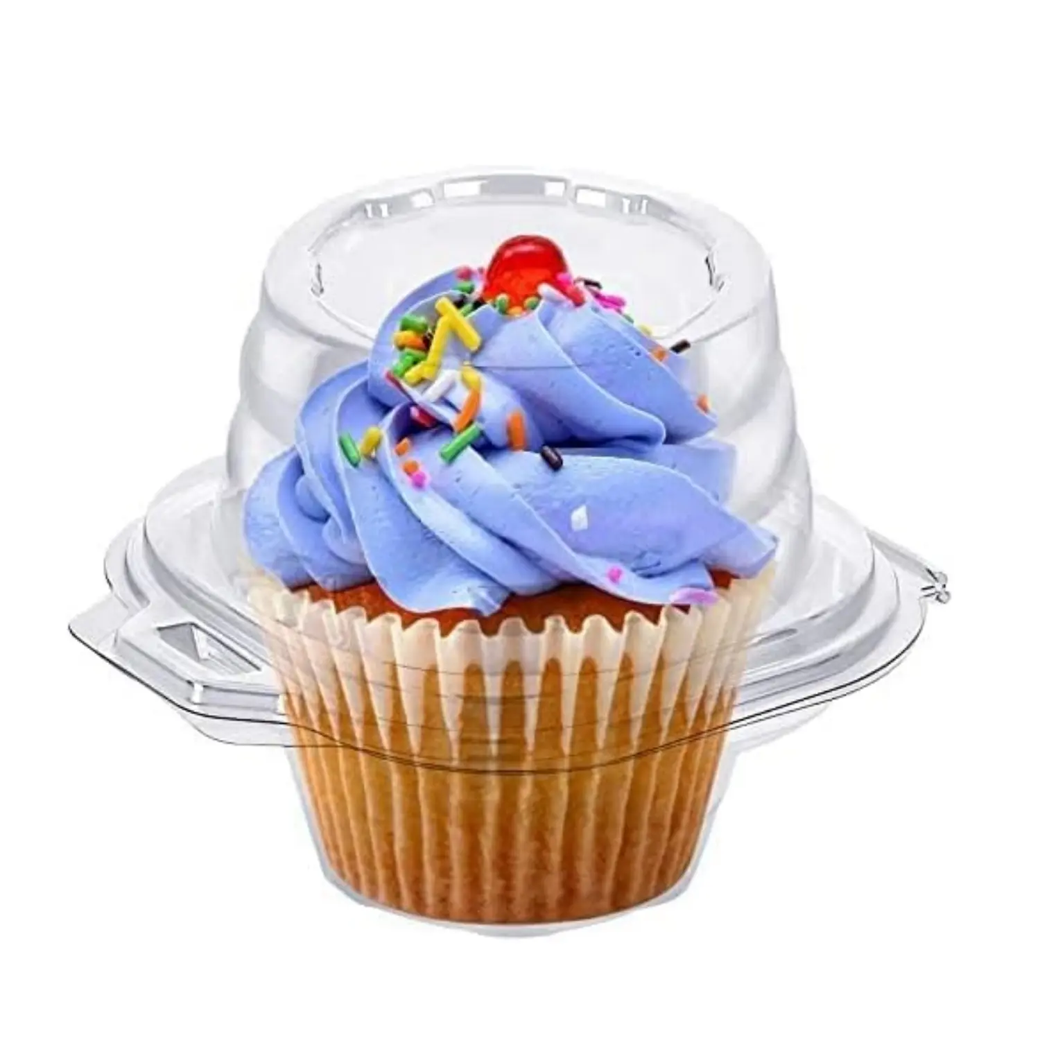 100Pcs Small Individual Cupcake Containers, Plastic Clear Cupcake Boxes, Disposable Single Cupcake Holders with Dome Lid, Stackable Muffin Carrier for Wedding - Home Improvement.
