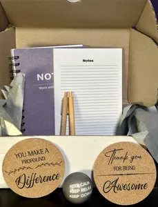 Men’s Reset Care Box Productivity Gift Set, Motivational Work Encouragement Kit with Handmade Meeting Notebook, Notepads, Motivational Coasters, Stress Balls, Pens, Focus Aid Tools