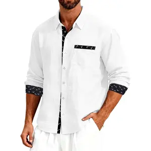 Men's Linen Short Sleeve Button Down Casual Shirt - Lightweight Breathable for Beach Summer Wedding