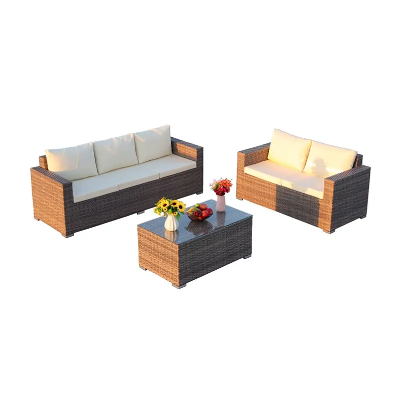 LIFESTYLE SOFA 80.5" 5-Piece Grey PE(Polyethylene)&Iron Outdoor Sofa Set