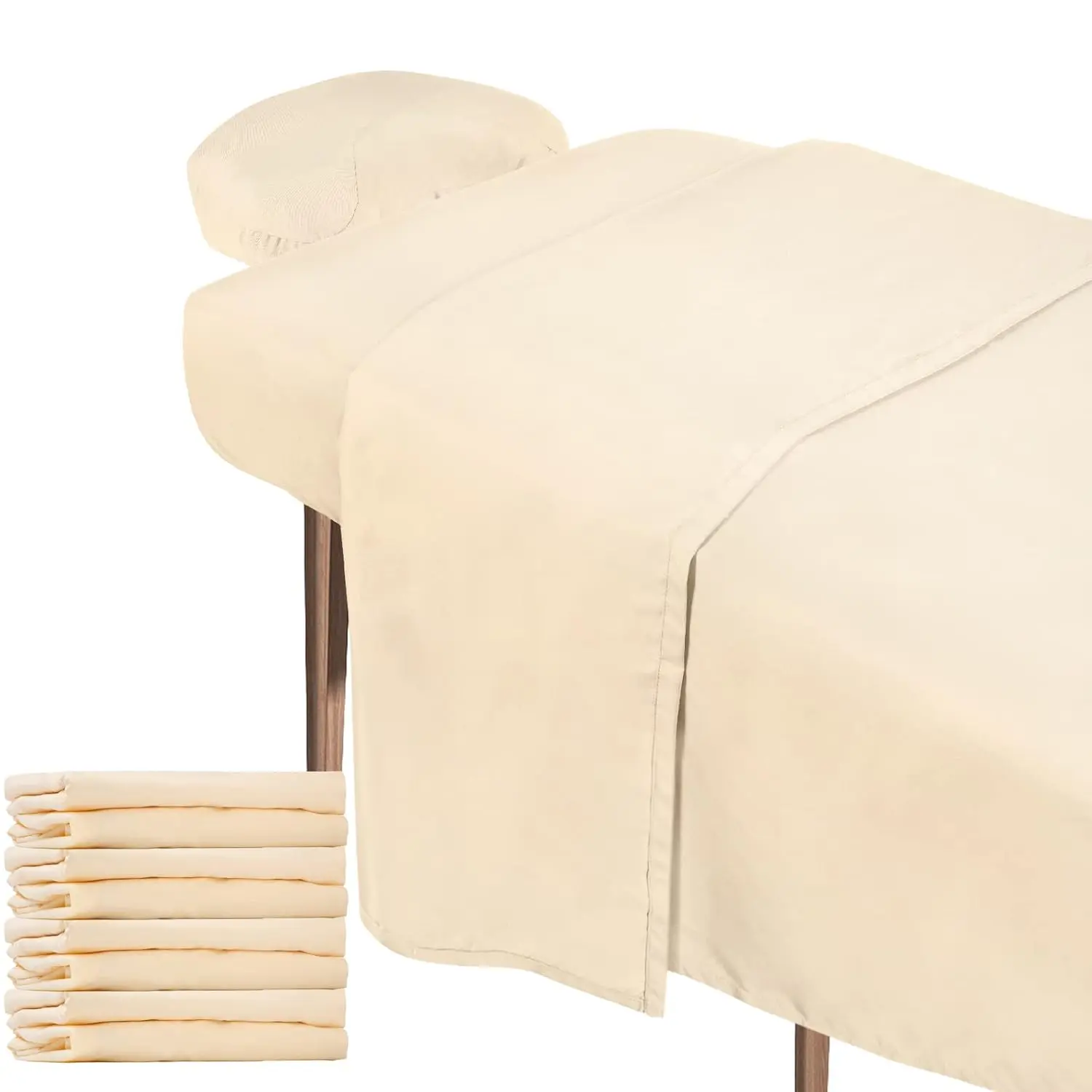 4 Sets 3 count Soft Microfiber Massage Table Sheets Set Bulk Includes Massage Flat Sheet and Fitted Sheet and  Rest Cover(Beige)
