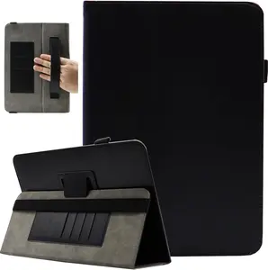 Universal 7 8 Inch Tablet Case,  Protective Folio Stand Android Case for 7.0-8.5 Inch Tablet with Hand Strap and Cards Slots, Black