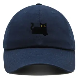 Black Cat Premium Dad Hat, Embroidered Baseball Cap, Cat Hat, Gift for Her, Pet Lovers Cap, Cap for Her