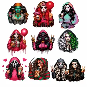 Killer Girl Gangsheet DTF Heat Transfers, Halloween Horror Crafts, DIY Decorations for Specialty DIY Supplies Projects