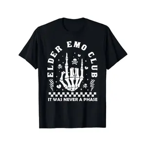 Funny Elder Emo Club It Was Never A Phase Skeleton T-Shirt