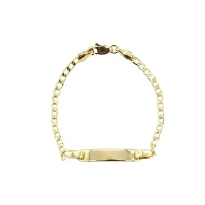 High Quality 18 Karat Layered Real Gold Filled Cuban ID Bracelet - 6in Unisex Gold Jewelry Bracelet, Casual Daily Wear Fashion Accessory, Gold Jewelry Bracelets