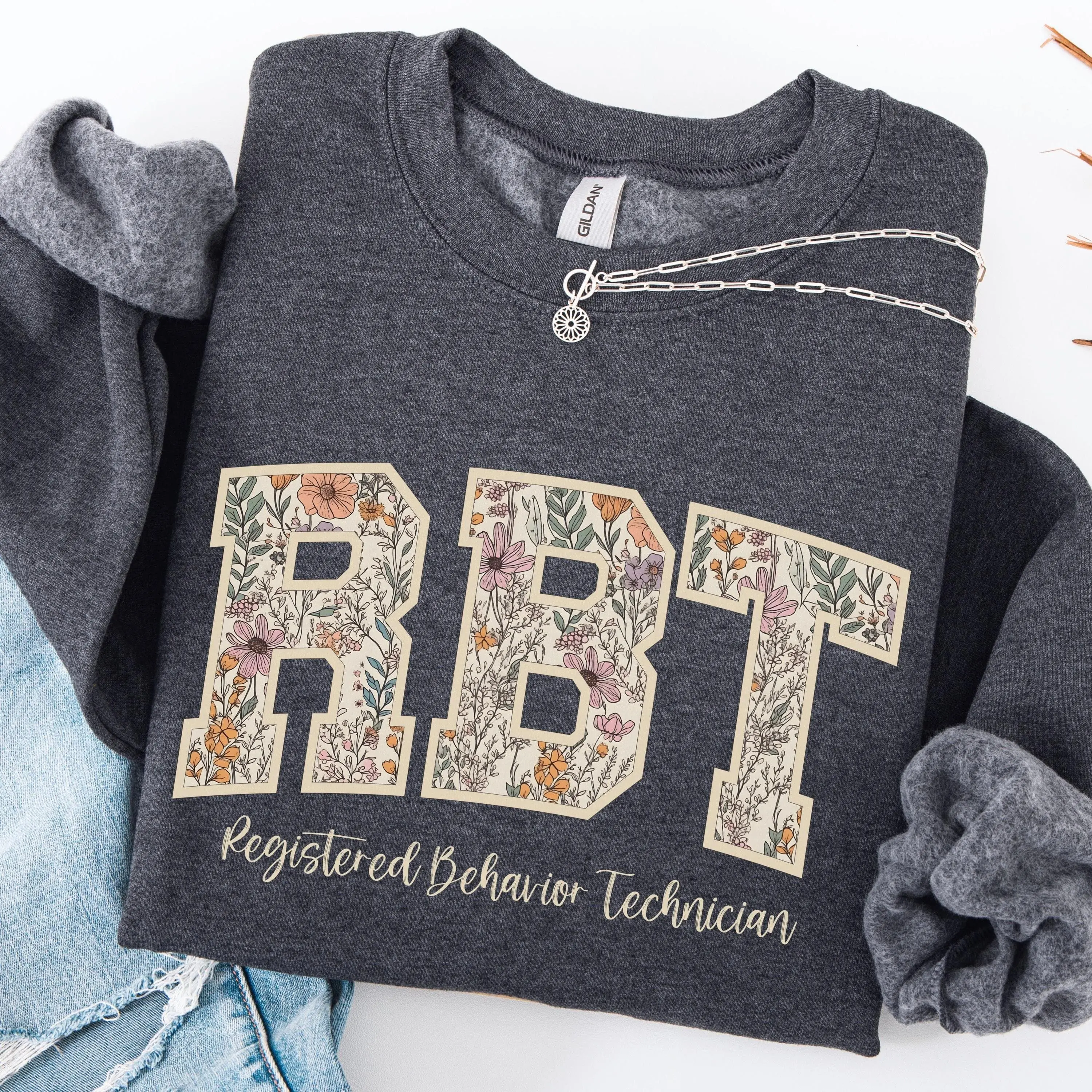 RBT Sweatshirt, Registered Behavior Technician, ABA Group, Crewneck Pullover, Varsity Font, Coworker Gift