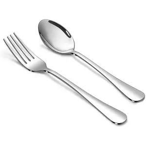 12PCS Stainless Steel Forks and Spoons Set Includes 6 6.7" Salad Forks 6 6.7" Soup Spoons Mirror Polished Dishwasher Safe Silverware