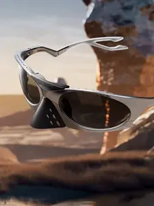 3 Pairs Future-Style Y2K High-Quality Lightweight Unisex Sports Fashion Glasses, Outdoor Sports Eyewear, Wave Print PC Frame, All Seasons Fishing Eyewear