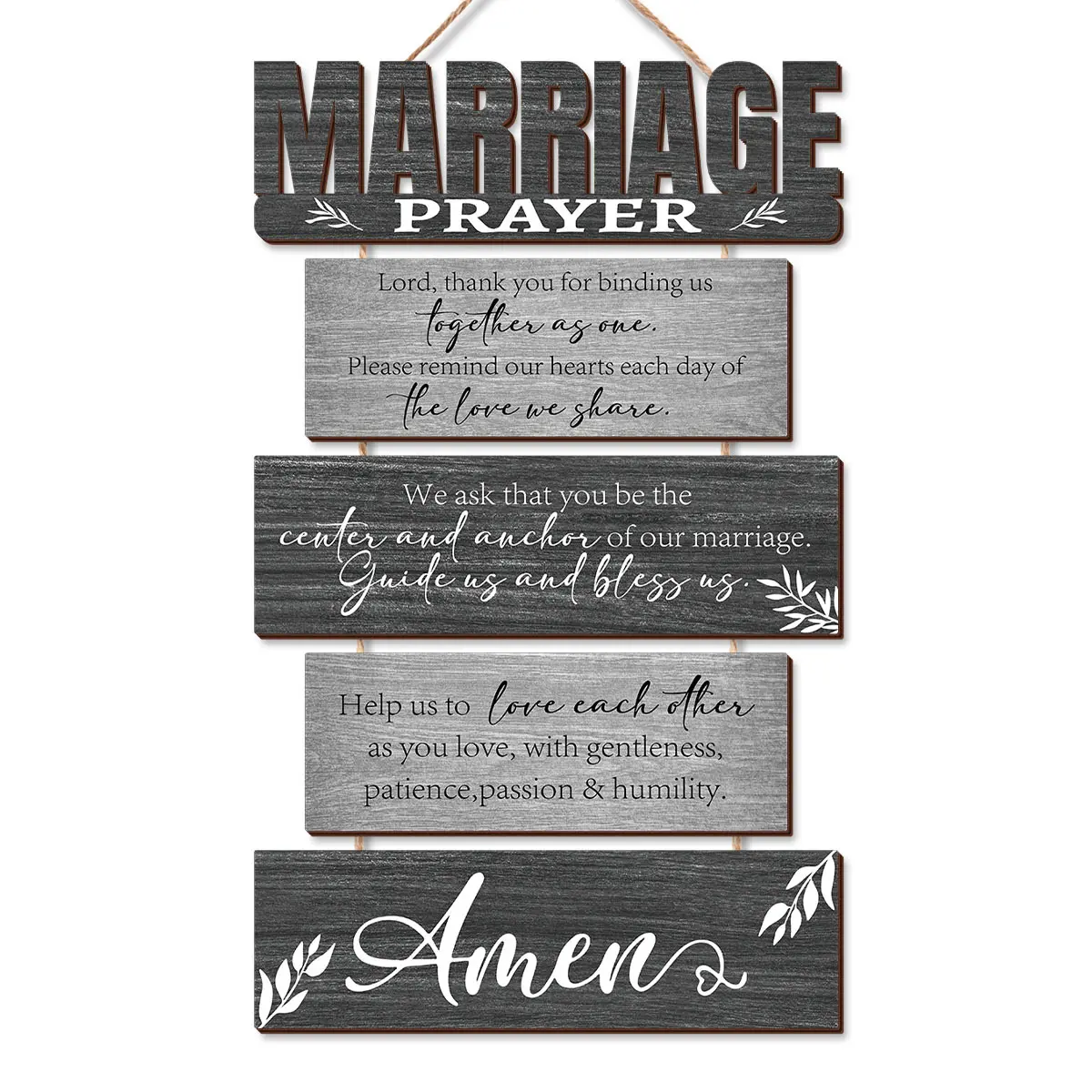 1 Set Marriage Prayer Wooden Decorative Sign Hanging Ornaments, Easy-to-Hang No-Installation Home Decor, Rustic Inspirational Wall Art for Living Room Decor, Bedroom Items & Kitchen