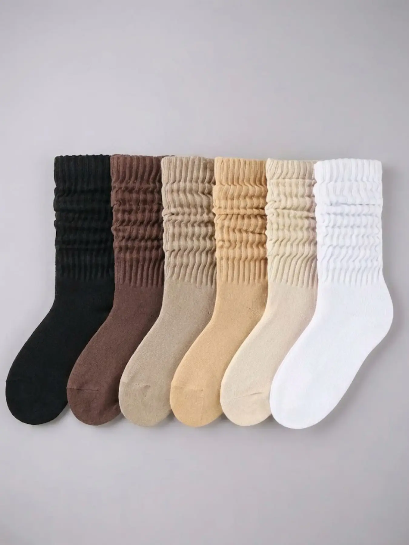 socksy 6 Pairs Women’s Slouchy Minimalist Crew Socks – Comfortable Soft Cotton Blend Mid-Calf Socks, Fitted, Breathable & Durable for Casual, Sports, Travel, and Everyday Wear