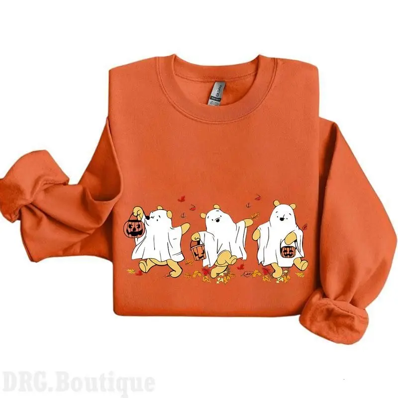 Winnie The Poooh Halloween Cotton Unisex Crewneck, Retro Poooh Ghost Halloween Sweatshirt, Spooky Season Sweaters, Halloween 2025 Merch, Made in USA.LKD