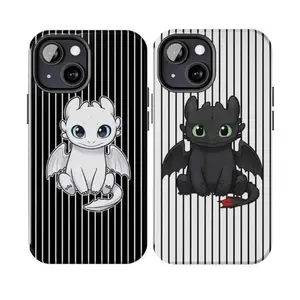Toothless and Light Fury Lovers Couple Phone Case Cute Dragon Matching Suitable for iPhone 17-11 Pro Max/Plus and  Samsung Galaxy S23-25, Trending Cover, Unique Accessories, Durable, Gifts For Girlfriend/Boyfriend