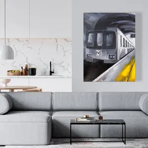 Begin Home Decor C1RC3648OQK0ZX 36 x 48 in. Subway Train Blue Canvas Art for Home Decor - Stylish Wall Piece