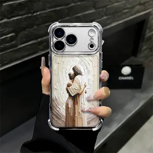 Customized TPU Christian Jesus Hug Oil Painting Bible Verse Smartphone Casing - Full Camera Protection, Shockproof, Durable - for iPhone 17 Pro Max,16,15 Plus,14,13,12,11,XR,XS & Galaxy S25,S24,S23,S22,S21 - Faith-Focused Cellphone Devices Accessories